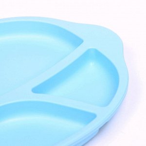 Тарелка детская силиконовая, 4 секции, цвет голубой