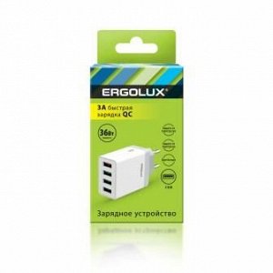ERGOLUX ELX-РA02QC-C01 (Сетевой адаптер 36Вт 4USB, 100-220В, 5-9V/3А, 1QC+3/3А, Белый, Коробка)