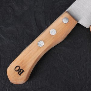 Нож кухонный «Поварская тройка» универсальный, лезвие 18 см, с деревянной ручкой