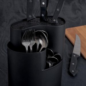Подставка для ножей и столовых приборов «Нео», 18x11 см, цвет чёрный