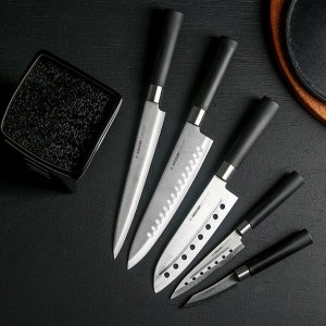 Набор NADOBA KEIKO из 5 кухонных ножей с универсальным керамическим блоком, цвет чёрный