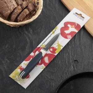 Нож кухонный Труд Вача «Мультиколор», овощной, лезвие 8 см, с пластмассовой ручкой, цвет синий 1121175