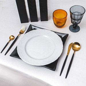 Набор столовых приборов, Magistro «Фолк», 4 предмета, цвет металла золотой, чёрные ручки