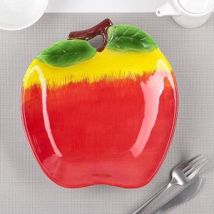 Тарелка «Яблоко», 24Х21,5Х4 см, цвет красный