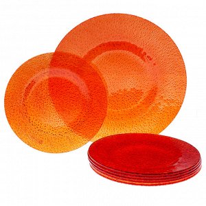 Сервиз столовый, 7 предметов: 1 тарелка d=29,5 см, 6 тарелок d=22 см, цвет оранжевый