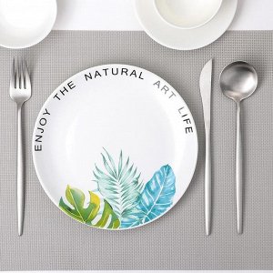 Тарелка обеденная «Ботаника», 20 см, цвет зелёный