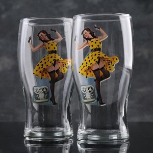 Нaбop бokaлoв для пивa pin-up Beer, 500 мл, 2 шт, pиcyнok МИkc