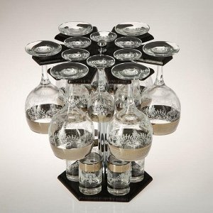 Мини-бар 18 предметов вино Карусель гравировка, темный 240/55/50 мл