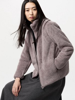 UNIQLO - пушистая флисовая куртка на молнии - 36 BROWN