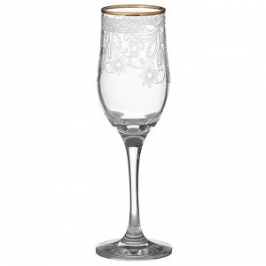 Набор бокалов для шампанского Декостек «Акация», 200 мл, 6 шт, гравировка, отводка золотом