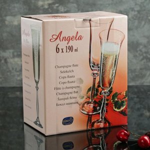 Набор бокалов для шампанского Bohemia Crystal «Анжела», 190 мл, 6 шт