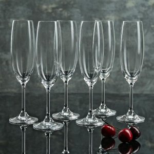 Набор бокалов для шампанского Bohemia Crystal «Лара», 220 мл, 6 шт