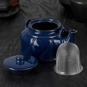 Чайник заварочный 500 мл "Вечер", с металлическим ситом, цвет синий