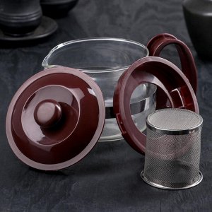 Чайник стеклянный заварочный «Бруно», 750 л, 16?11,5?13 см, с металлическим ситом, цвет коричневый