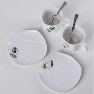 Сервиз чайный «Папоротник», 18 предметов: 6 чашек 190 мл, 6 блюдец 13 см, 6 ложек
