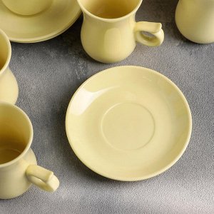 Сервиз чайный «Нюд», 12 предметов: чашка 200 мл, блюдце 11 см, цвет жёлтый