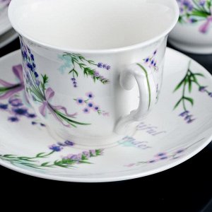 Сервиз чайный Доляна «Лаванда»,12 предметов: 6 чашек 220 мл, 6 блюдец