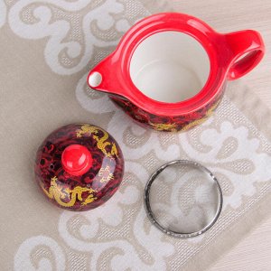 Набор для чайной церемонии «Дракон», 7 предметов: чайник 300 мл, чашки 100 мл, цвет красный