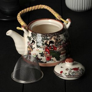 Чайник керамический заварочный с металлическим ситом «Беседа», 600 мл