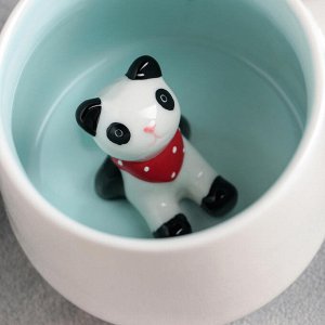 Кружка керамическая с фигуркой на дне «Прятки. Панда», 350 мл, цвет белый