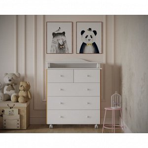 Комод пеленальный детский ИНКАНТО NUVOLLA LUX 800/5, 84х45х1107 см., 5 ящиков, белый/бук