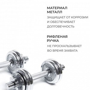 Набор гантелей сборных ONLYTOP 15 кг: 7,5 кг х 2 шт.