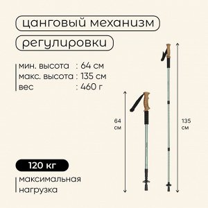 Палка трекинговая maclay Alu 500, телескопическая, 1 шт.