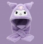 Плюшевая шапка-шарф &quot;Kuromi&quot;, фиолетиовый