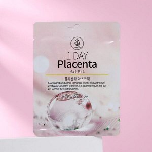 1 Day Placenta Mask Pack Тканевая маска с экстрактом плаценты 27мл, Корея