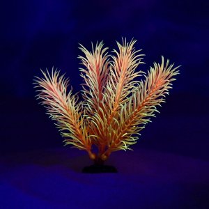 Растение искусственное аквариумное, светящееся, 10 см, красное