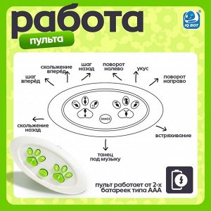 Робот динозавр «Питомец» IQ BOT, на пульте управления, интерактивный: звук, свет, танцующий, на аккумуляторе