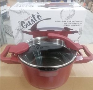 Кастрюля (с крышкой) Marron 2,4 л алюминий антипр.покр. бордово-черная Gusto 1 шт / 4шт / SWR-2010 /