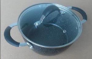 Кастрюля (с крышкой) Nero 2,3 л алюминий антипр.покр. черная Gusto 1 шт / 6шт / SWBL-209 / 505194