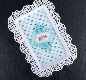 Блюдо для торта и пирожных прямоугольное с крышкой 43*32*23 см "Бант", цвет голубой