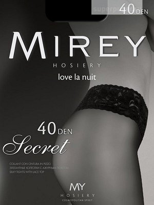 Шелковистые полуматовые колготки с элегантным ажурным поясом SECRET 40 ден