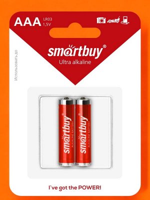 Батарейки мизинчиковые ААА (LR03) алкалиновые, 2 шт., ULTRA ALKALINE (SBBA-3A02B)
