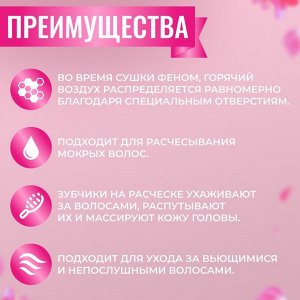 Расчёска массажная, широкая, вентилируемая, 8.5?20.5(±1) см, PVC коробка, прозрачная