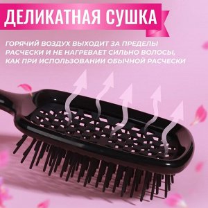 Расчёска массажная, широкая, вентилируемая, 8.5?20.5(±1) см, чёрная