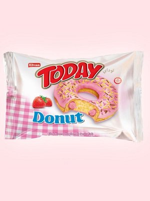 Пончик с клубничным кремом Elvan TODAY Donut Strawberry / Тудей Донат со вкусом клубники / Кекс To Day 40 гр
