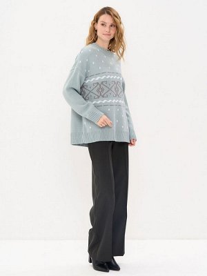 Джемпер женский 9242-94179   4301005/6400173/501 тополь серебристый/титаниум/белый
