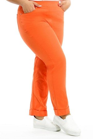 Брюки-8072 Модель брюк: Прямые; Материал: Хлопок стрейч;  Фасон: Брюки
Брюки джинса с отворотом оранжевые
Брюки-стрейч отлично подойдут для повседневного гардероба. Модель хорошо сидит за счет комфорт