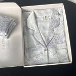 Атласная пижама двойка длинный рукав и штаны, серая