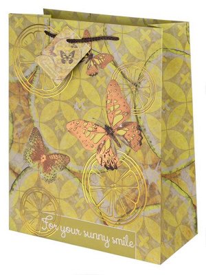Бумажный пакет с тиснением Лимонные бабочки