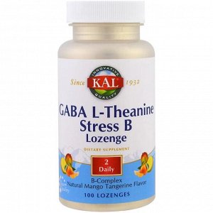 KAL, ГАБА, L-теанин, таблетки Stress B, натуральный аромат манго и танжерина, 100 таб