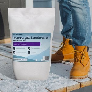 Реагент противогололёдный, соль техническая, 5 кг, работает при – 15 °C, в мешке, Greengo