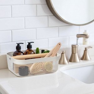 Корзинка универсальная LaDо*m «Половинки», прямоугольная, с ручкой, 32,5*24,5*11,5 см, белая