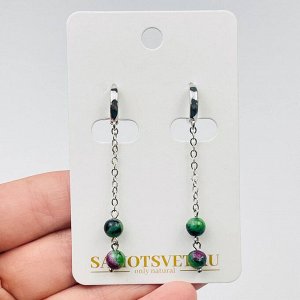 Серьги на цепочке из Цоизита