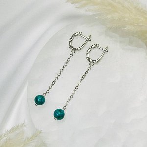 Серьги из Хризоколлы в Малахите