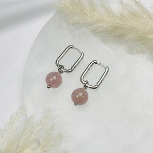 Серьги из мадагаскарского Розового кварца