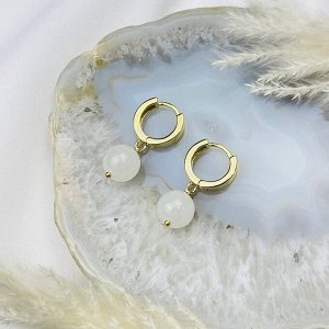 Серьги из белого Нефрита